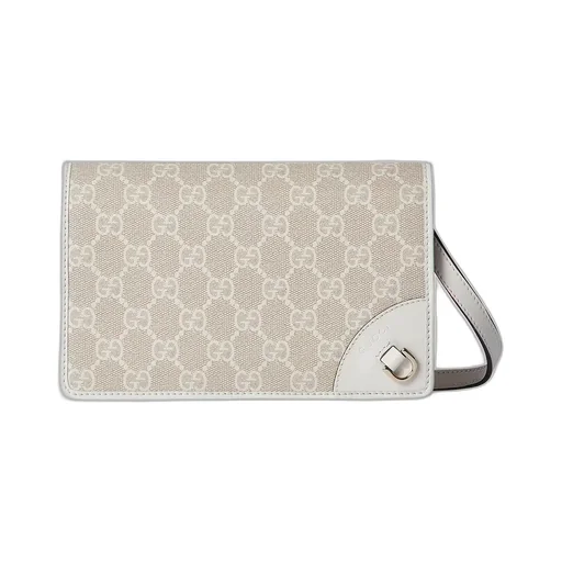 Gg Emblem Wallet With Leather Strap