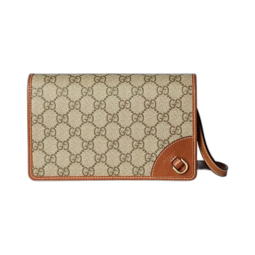 Gg Emblem Wallet With Leather Strap