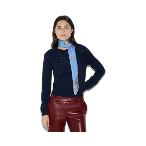 Double G Floral Print Silk Carré