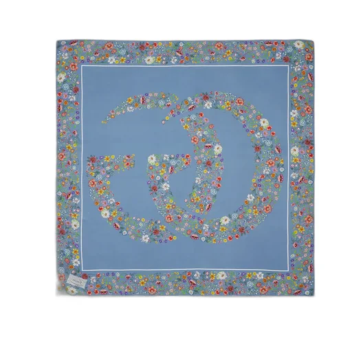 Double G Floral Print Silk Carré