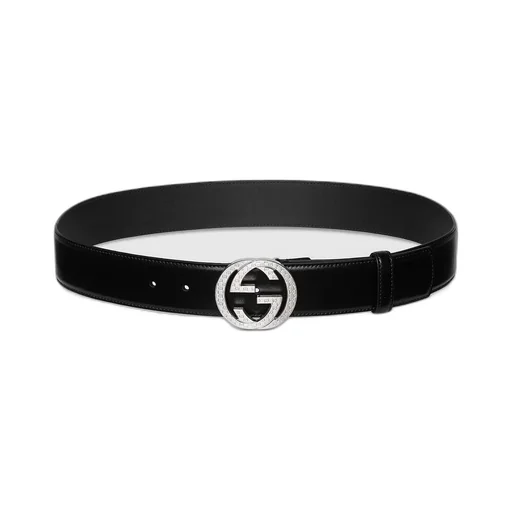Belt With Interlocking G Engraved Buckle