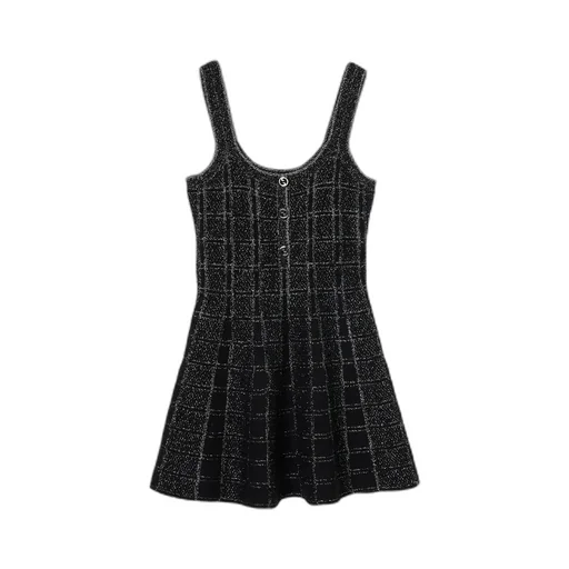 Wool And Lamé Check Jacquard Dress