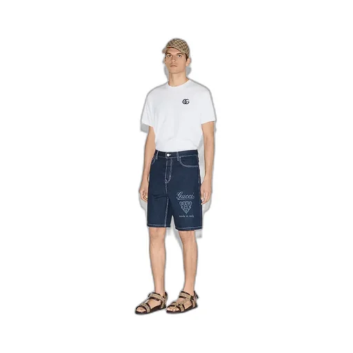 Lasered Denim Shorts