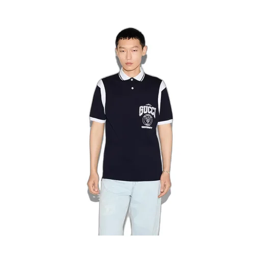 Cotton Piquet Polo Shirt With Print