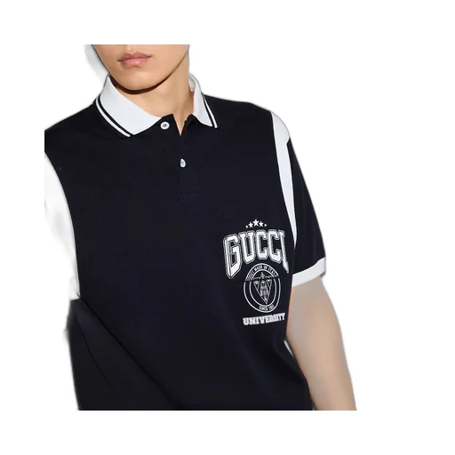 Cotton Piquet Polo Shirt With Print