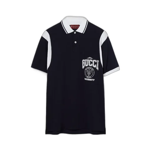 Cotton Piquet Polo Shirt With Print
