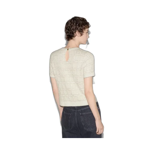 Wool And Lamé Check Jacquard Top