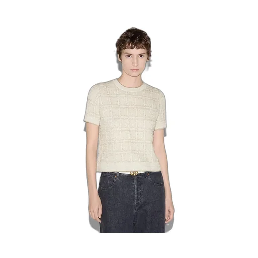 Wool And Lamé Check Jacquard Top