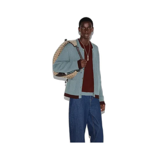 Fine Wool Cardigan With Intarsia