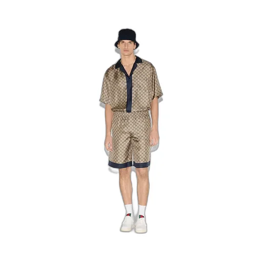 Printed Silk Twill Shorts