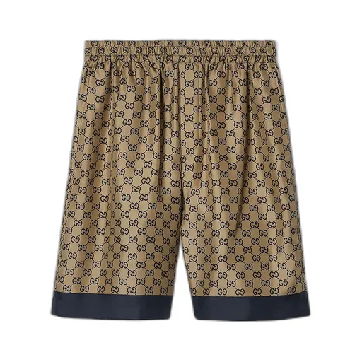Printed Silk Twill Shorts