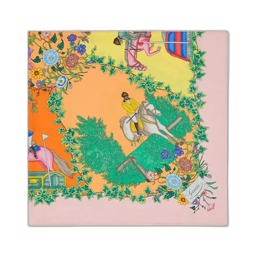 Allover Floral Print Silk Carré