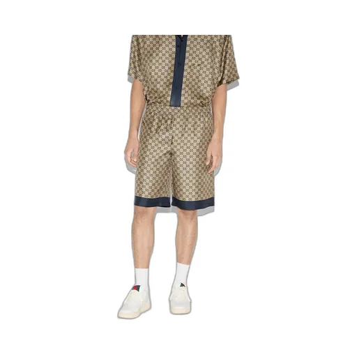 Printed Silk Twill Shorts