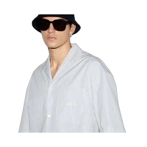 Embroidered Striped Cotton Shirt