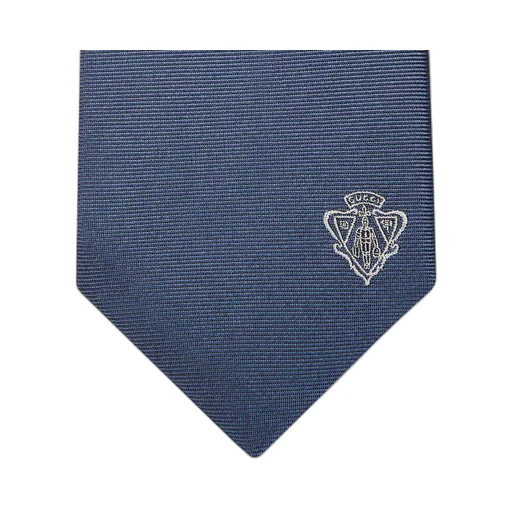 Silk Jacquard Tie With Gucci Crest