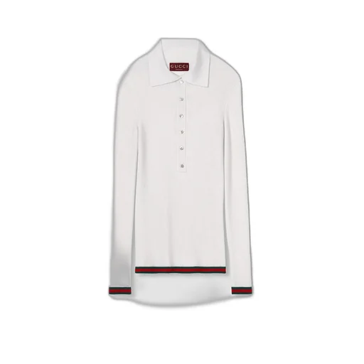 Cashmere And Silk Polo Top With Web