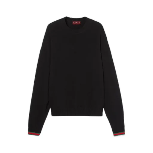Cashmere Wool Sweater With Web Trim