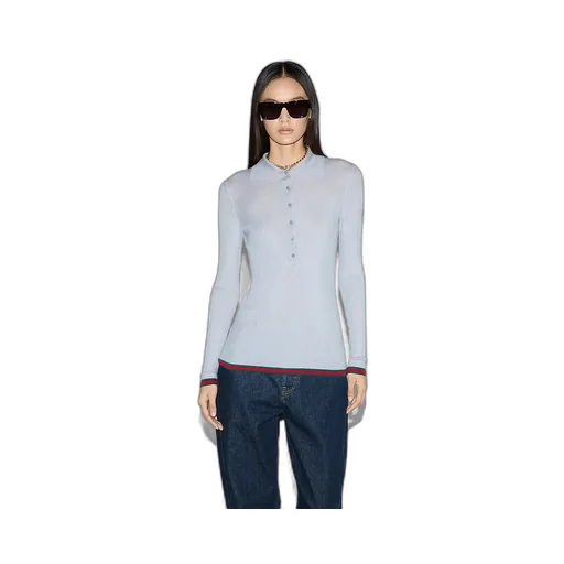Cashmere And Silk Polo Top With Web