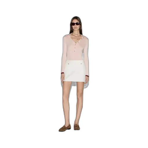 Cashmere And Silk Polo Top With Web