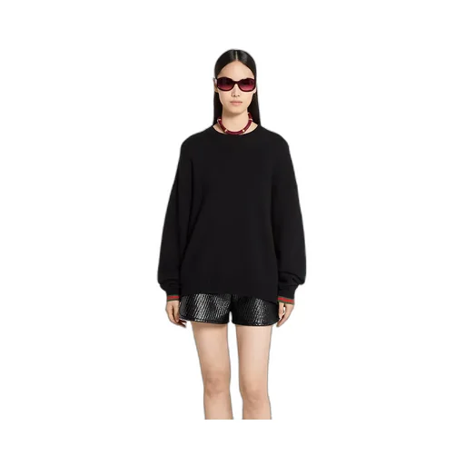 Cashmere Wool Sweater With Web Trim