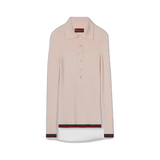 Cashmere And Silk Polo Top With Web