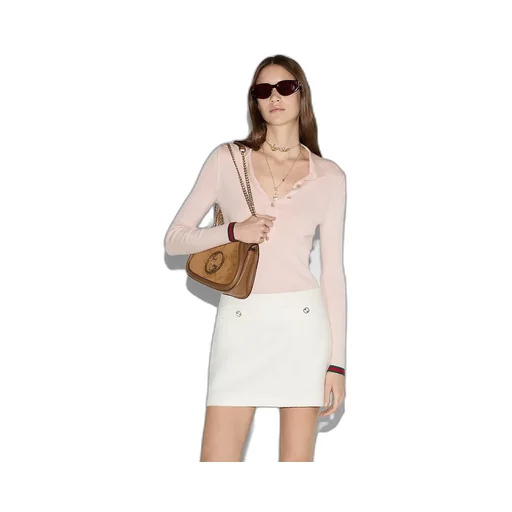 Cashmere And Silk Polo Top With Web