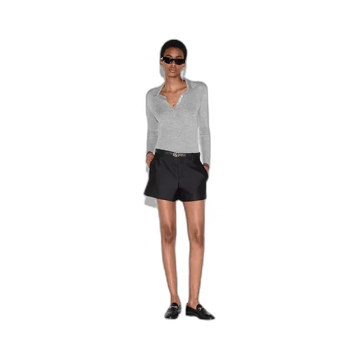 Cashmere And Silk Polo Top With Web