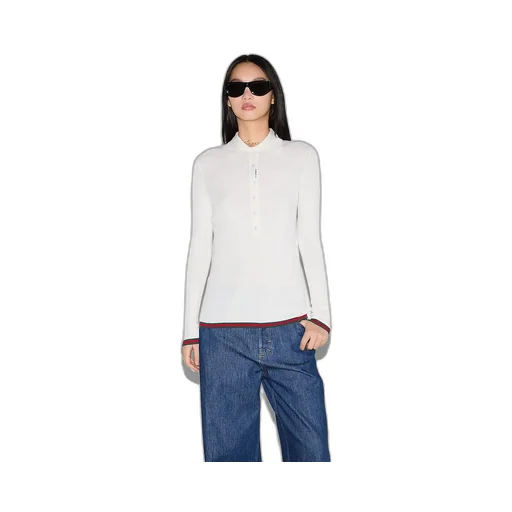 Cashmere And Silk Polo Top With Web