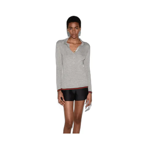 Cashmere And Silk Polo Top With Web