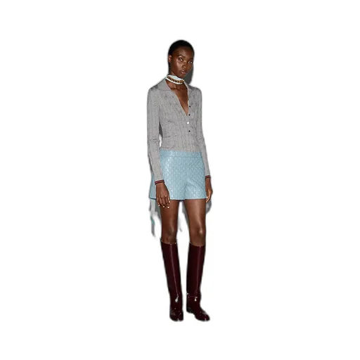 Gg Embossed Leather Short