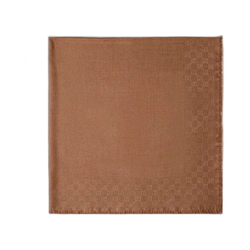 Gg Wool Silk Jacquard Shawl