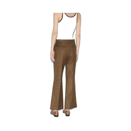 Embroidered Houndstooth Wool Trousers