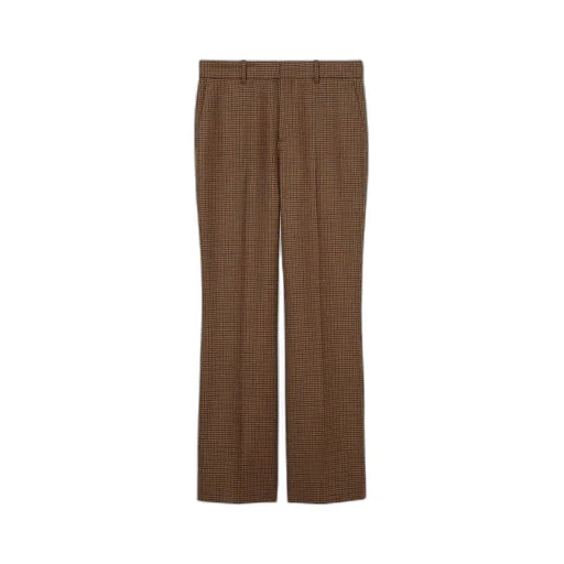 Embroidered Houndstooth Wool Trousers