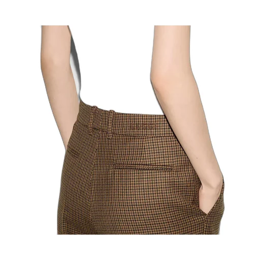 Embroidered Houndstooth Wool Trousers