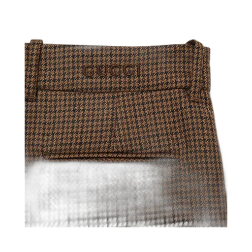 Embroidered Houndstooth Wool Trousers