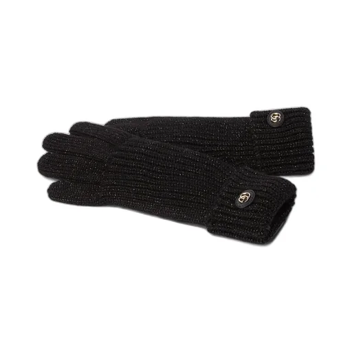 Rib Knit Wool Lamé Gloves