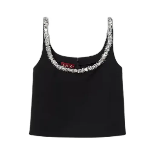 Embroidered Wool Silk CrÊPe Top