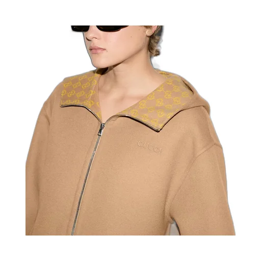 Embroidered Wool And Silk Hooded Jacket