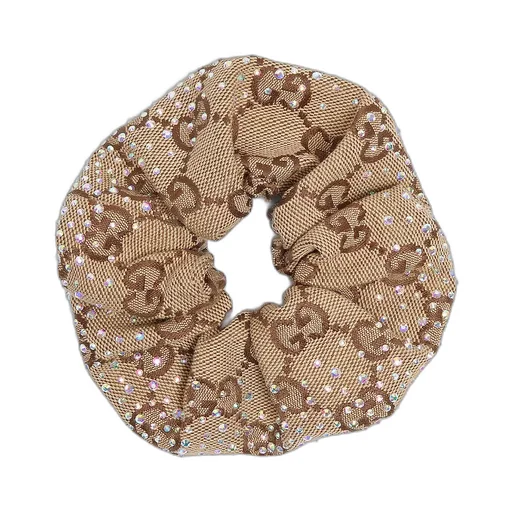Gg Canvas Scrunchie With Crystals
