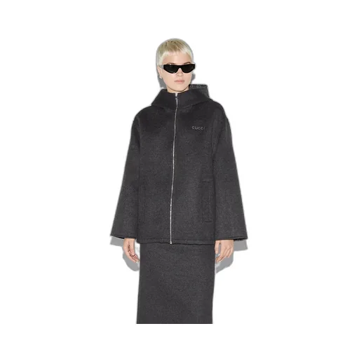 Embroidered Wool And Silk Hooded Jacket
