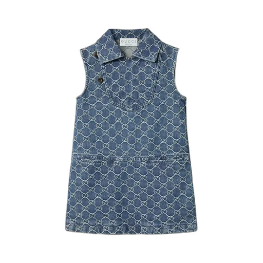 Children's Gg Denim Jacquard Dress