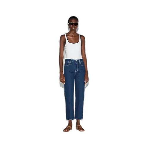 Slim Cropped Fit Lasered Denim Pants
