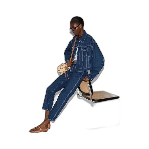 Slim Cropped Fit Lasered Denim Pants