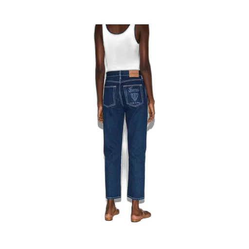 Slim Cropped Fit Lasered Denim Pants