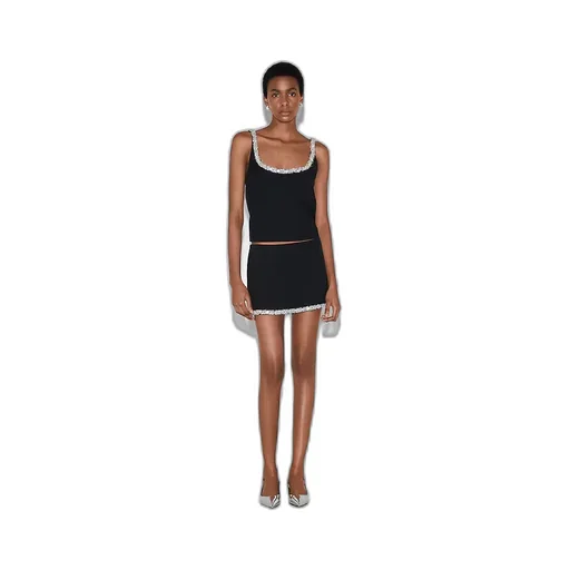 Embroidered Wool Silk CrÊPe Mini Skirt