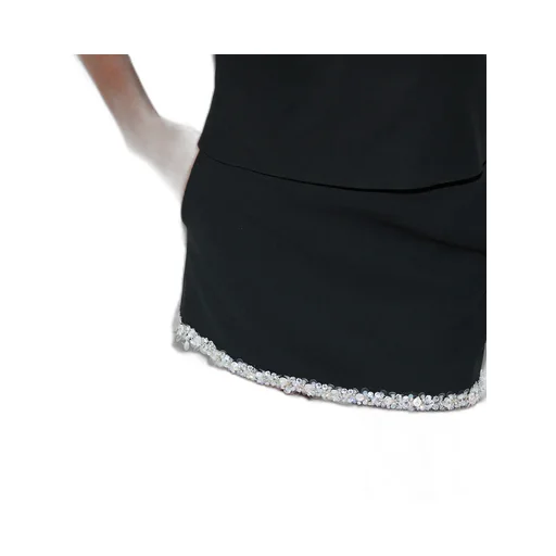 Embroidered Wool Silk CrÊPe Mini Skirt