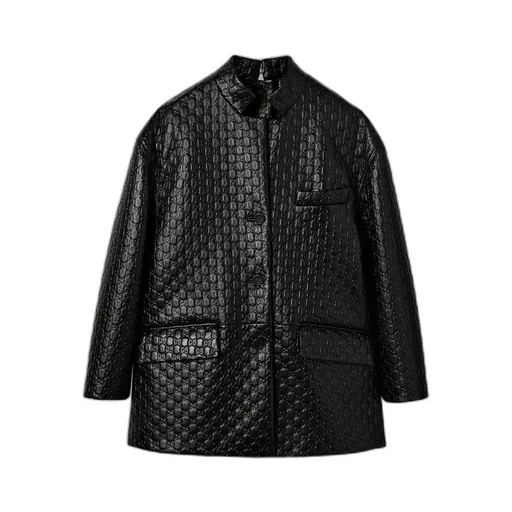 Gg Embossed Leather Jacket