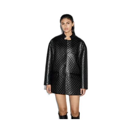 Gg Embossed Leather Jacket