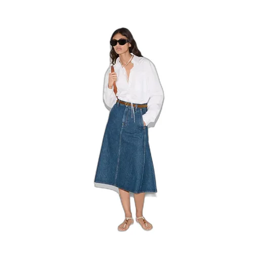 Mid-Length Denim Skirt