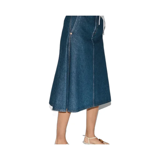 Mid-Length Denim Skirt